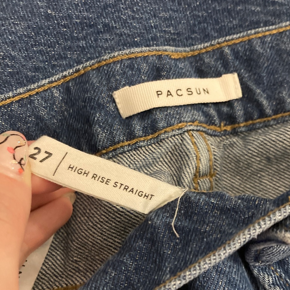 PacSun Blue Distressed high rise straight Jeans - Picture 2 of 3